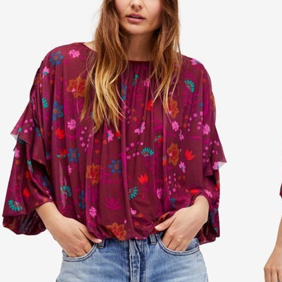 Free People Tops - Free People Wildflower Honey Boho Oversized Blouse Top.  Size M.